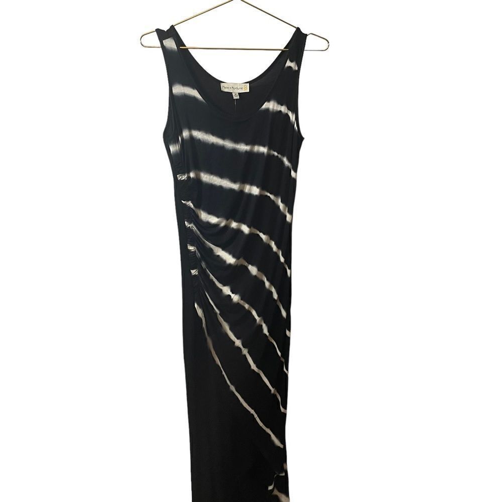 Fate & Fortune Side Ruched Tie Dye Maxi Dress Size MED NWT